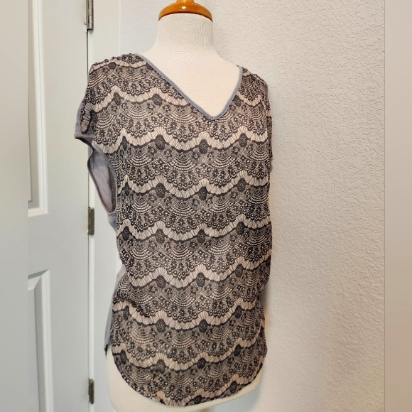 Gentle Fawn Sheer Blouse in Gray and Light Pink - Picture 1 of 5